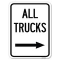 Signmission Driveway All Trucks W/ Right Arrow Heavy-Gauge Alum Rust Proof Parking, 18" x 24", A-1824-24129 A-1824-24129